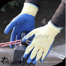 SRSAFETY cheap price/10g poylester latex coated work glove EN388 2242/hand gloves